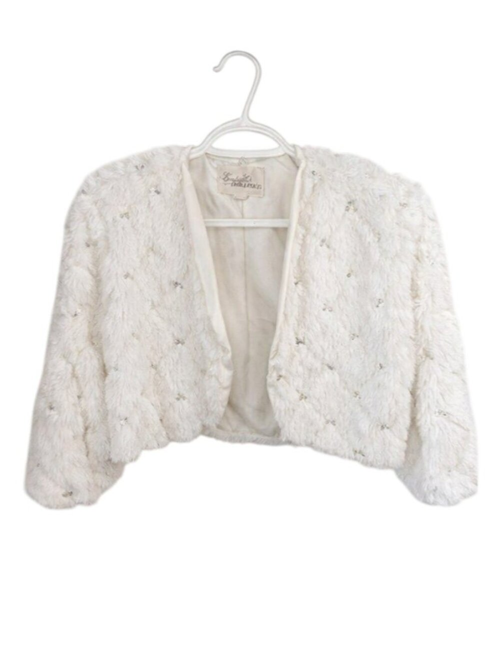 Boutique Forever 21 Fluffy Crop Bolero Open Front 3/4 Sleeve Cardigan Jacket Top